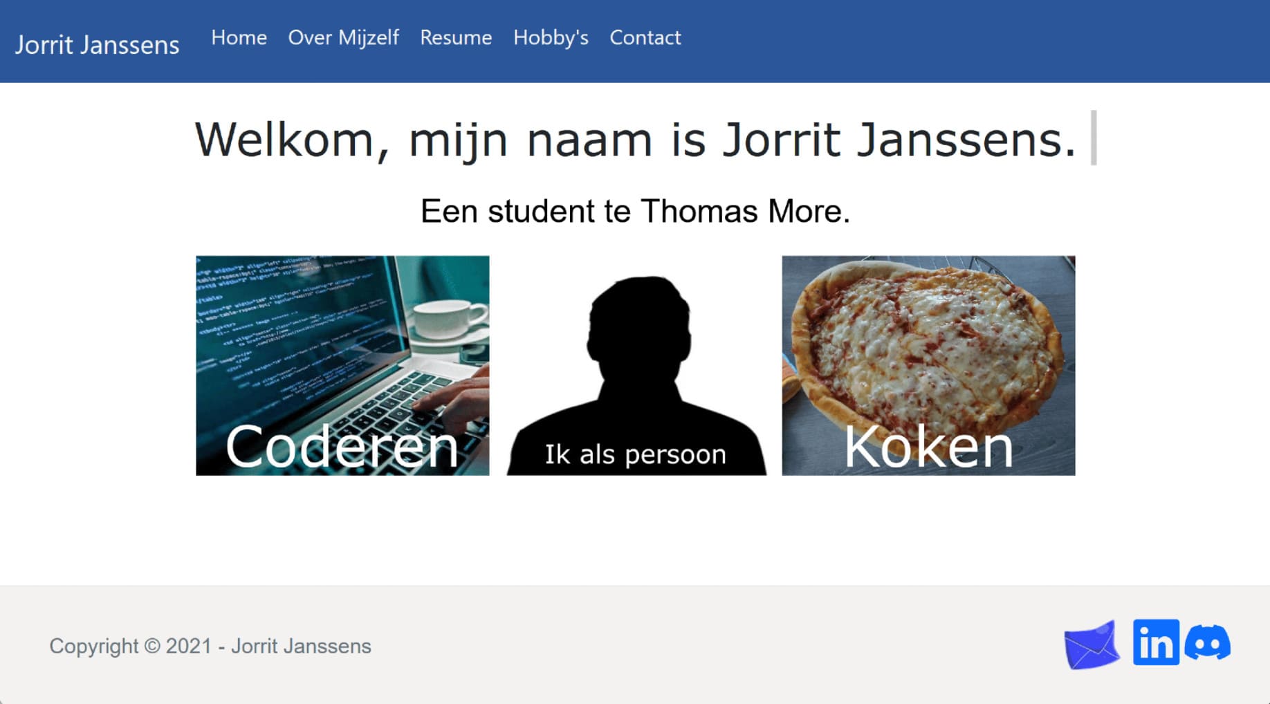 Originele portfolio website - Index pagina